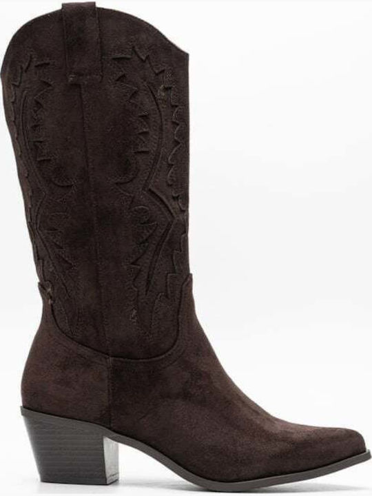 Suede Women's Boots Cowboy Brown