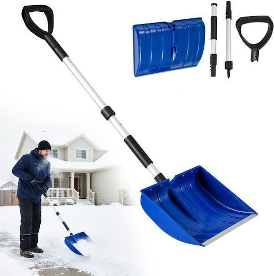 Costway Portable Snow Shovel for Driveway & Car D Handle Wide Blade Blue 122 x 40,5 x 13 cm Np12968bl
