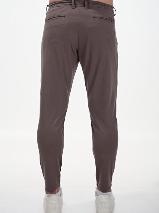 Men's Elastic Trousers Regular Fit Brown-Fango