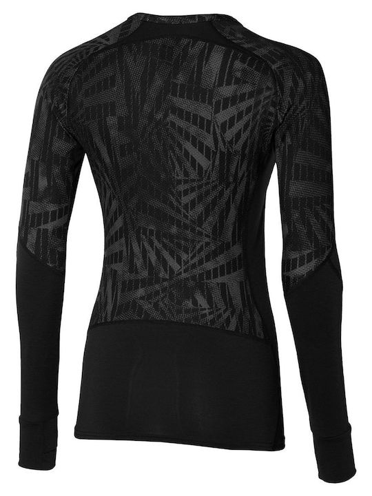 Mizuno Crew Bluză Termică Cu Mâneci Lungi Pentru Femei Neagră