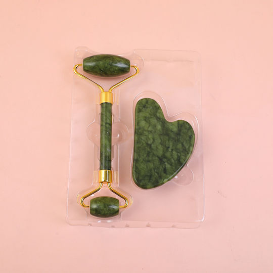 Комплект Ролер за Лице и Инструмент Gua Sha от Jade 1 бр