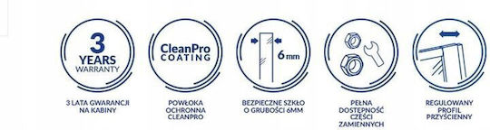 Cersanit Fixed Side for Shower 90x195cm Clear Glass