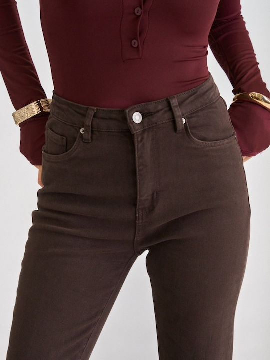 Women's Flared Jeans Pants Brown