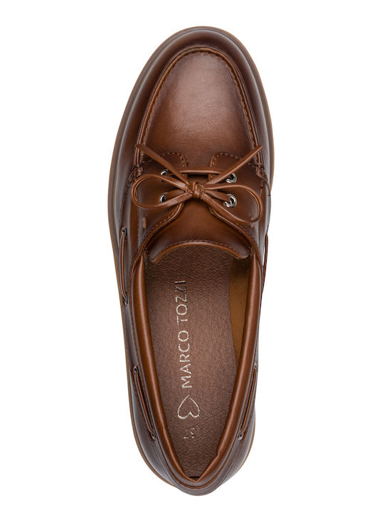 Mocasini Dama Boat Shoes din Piele Maro