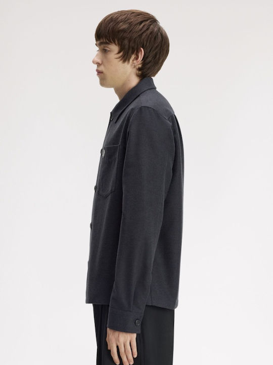 Langärmeliges Overshirt in Normale Passform Gestreiftes Grau