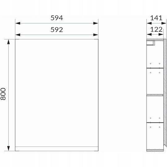 Cersanit Badezimmerschrank 59.4x14.1x80cm Grau