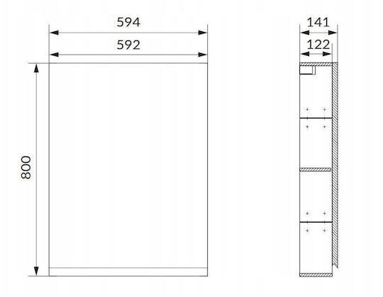 Cersanit Badezimmerschrank 59.4x14.1x80cm Grau