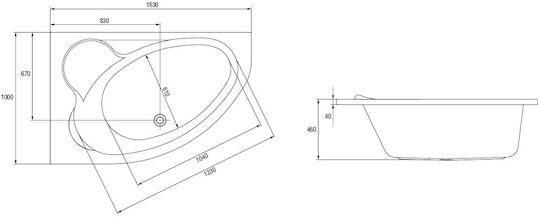 Cersanit S301-024 Γωνιακή Μπανιέρα Αριστερής Τοποθέτησης Ακρυλική 153x100cm