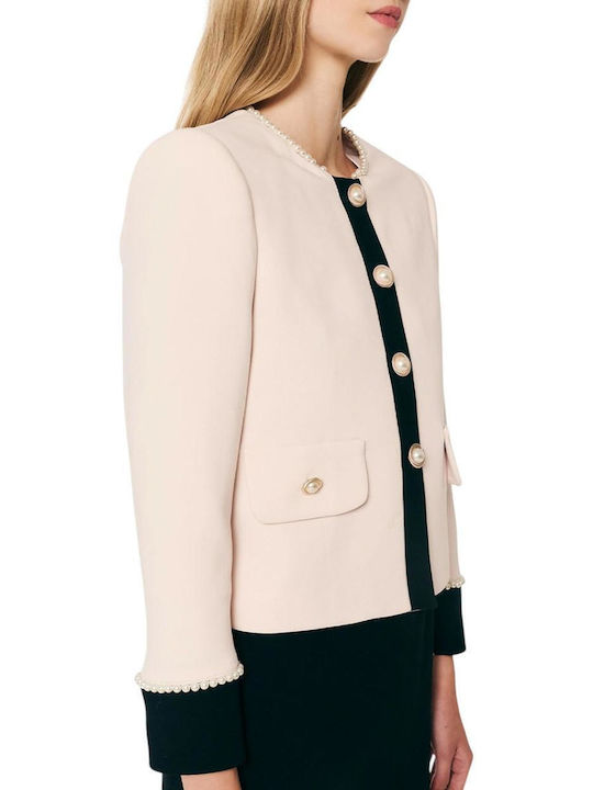 Forel Kurzes Damen-Krepp Blazer in Beige