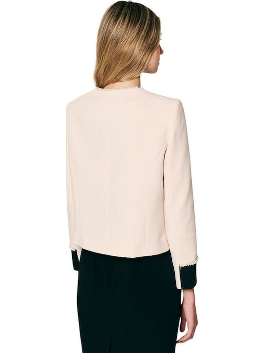 Forel Kurzes Damen-Krepp Blazer in Beige
