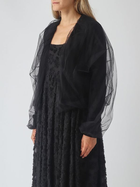Meimeij Lang Damen Blazer Schwarz