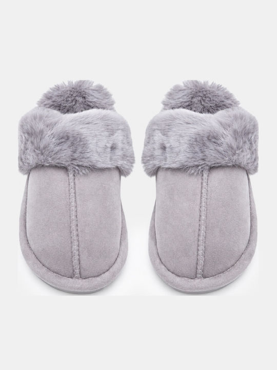 Damen Hausschuhe Anatomic Stiefeletten mit Pelz Grau