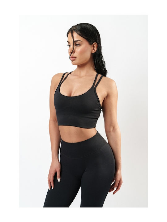 Athletic Sports Bra Seamless Black Size S Black