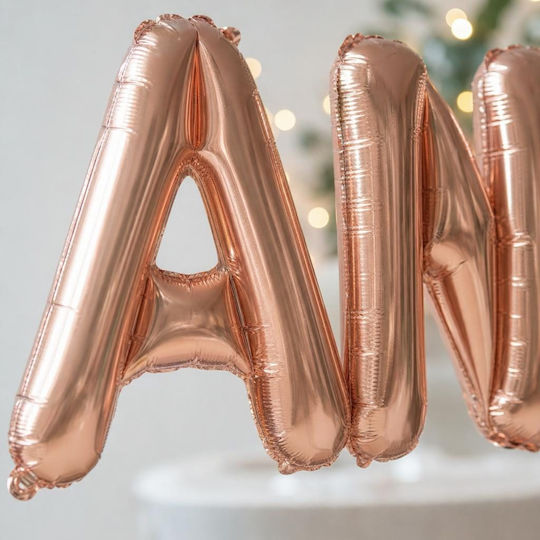 Set of 6 Birthday Balloons with Name Rose Gold Foil 40cm