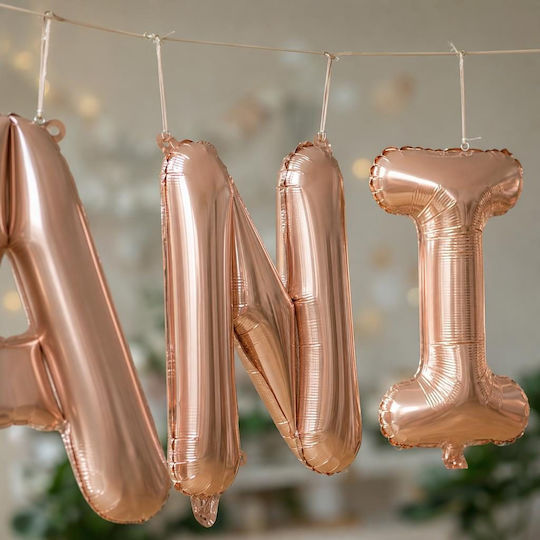 Set 6 Balloons Numbers with Name Foil Rose Gold 40cm