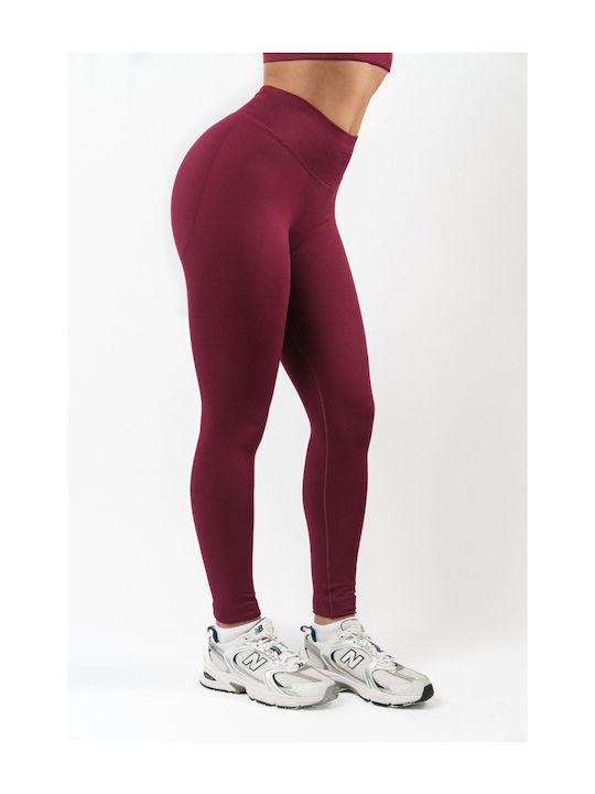 Push-up Sportleggings Ohne Nähte Burgunderrot