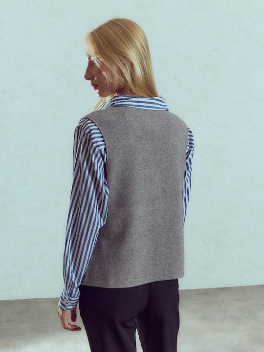 Celestino Women's Knitted Vest With Metal Buttons Grey