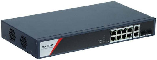 Hikvision DS-3E1512HP-SI-8P2T2F L2 PoE+ Switch με 10 Θύρες Gigabit (1Gbps) Ethernet και 2 SFP Θύρες