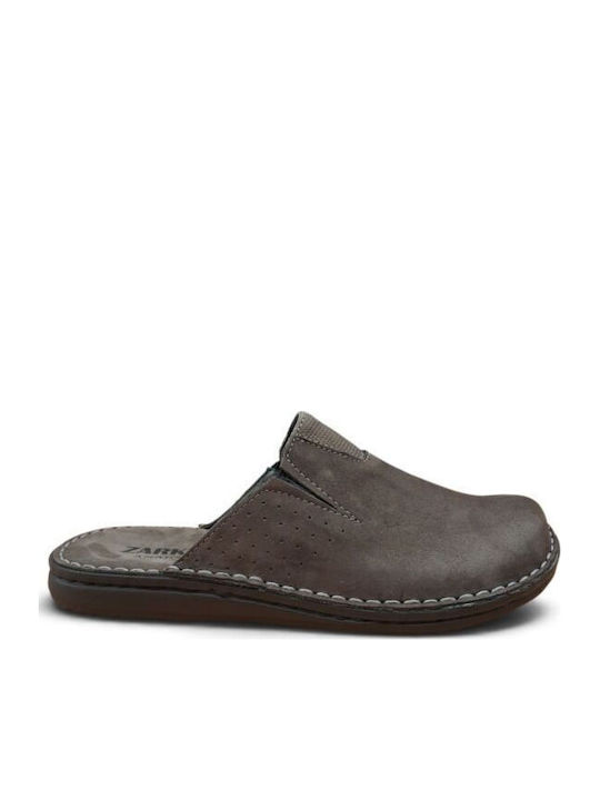 Leder Herren Hausschuhe Grau
