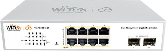 Wi-Tek WI-PCES310GF v2 Negestionat L2 PoE+ Switch cu 8 Porturi Gigabit (1Gbps) Ethernet și 2 Porturi SFP