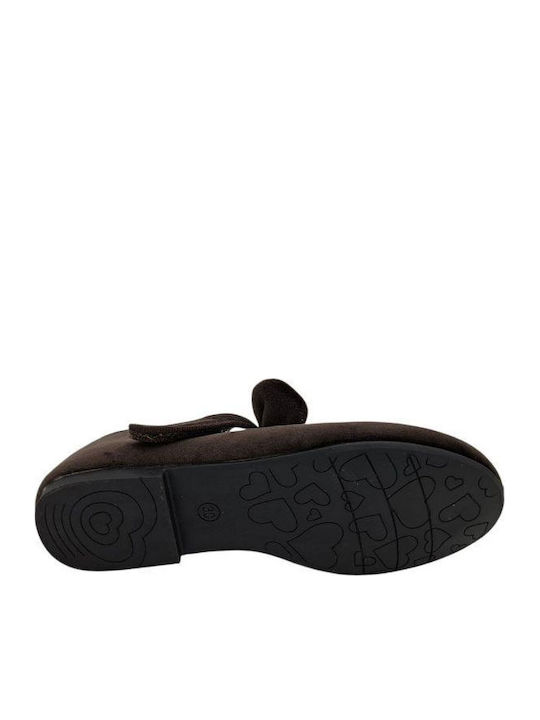 Kids Pumps & Ballerinas With Hoop & Loop Closure Fabric Brown