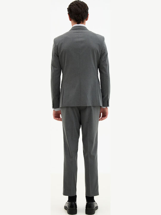 Jachetă De Costum Pentru Bărbați Gri Cu Dungi