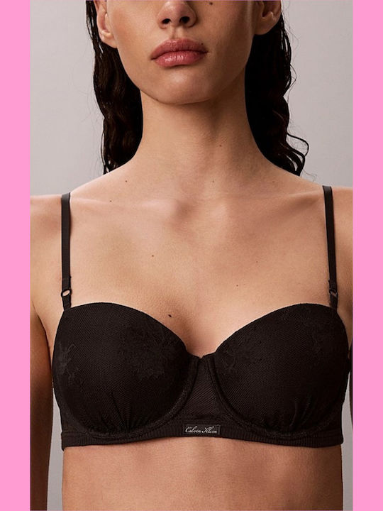 Balconette Schwarzer Büstenhalter Push Up mit Bügel