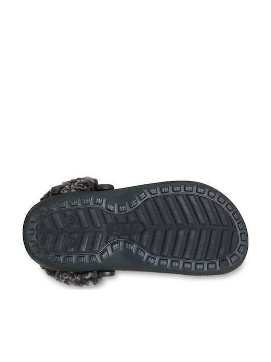 Crocs Classic Fleece Lined Γυναικεία Σαμπό με Γούνα Μαύρα