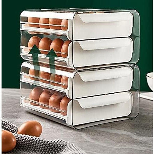 Suport pentru ouă Flippy cu două straturi capacitate 32 de ouă 23.5x21.5 cm plastic alb