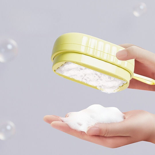 Perie de spălat haine Flippy cu dispenser de detergent 4 perii de curățare din ABS + PS galbenă