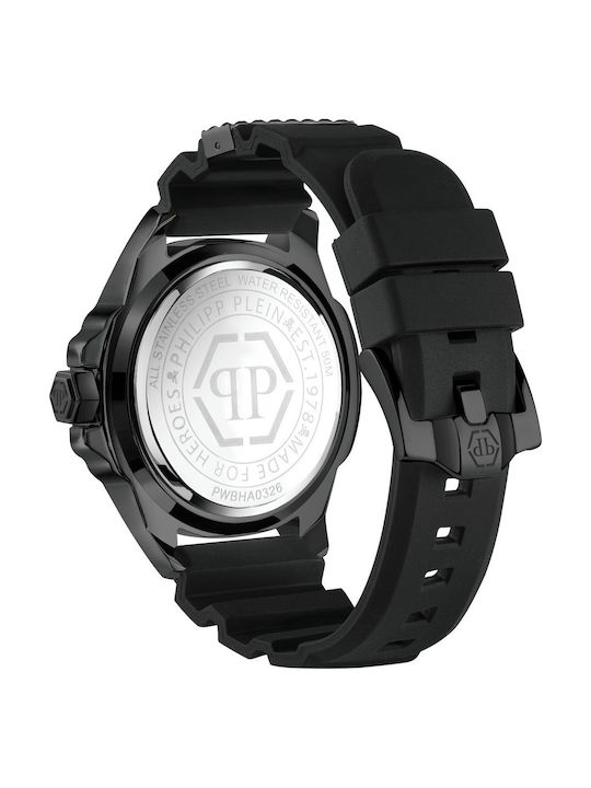 Philipp Plein Men's Watch 45mm Battery with Black Rubber Strap