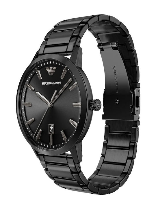 Emporio Armani Ruggero Мъжки Часовник 43mm На Батерия с Черна Стоманена Браслет