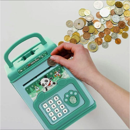 Cutie de Bani Flippy Smart Box Economii Cutie de Bani Efecte Sonore Tip ATM Amprentă Parolă Plastic 20 X 13.5 X 11.5 Cm Verde
