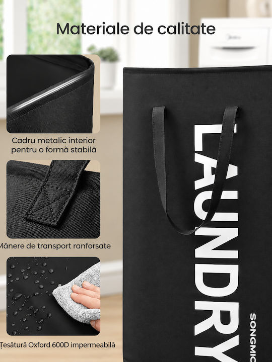 Songmics Coș de Rufe Din Țesătură Pliabil 80lt 40x30x68cm Negru
