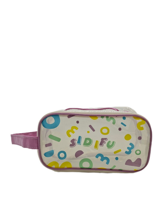 Kulturbeutel Reise Transparent Damen Griff Lila