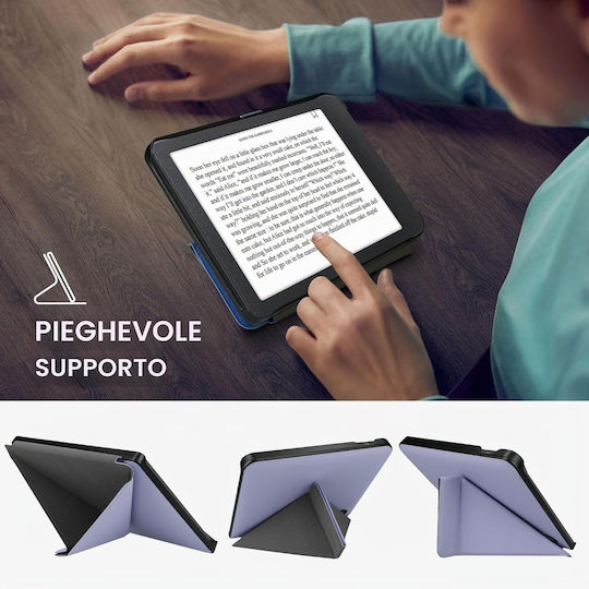 Husă Pliabilă Suport Închidere Magnetică Compatibilă Kobo Libra H2o Piele Artificială Pu Protecție Completă Față-Spate Lavandă