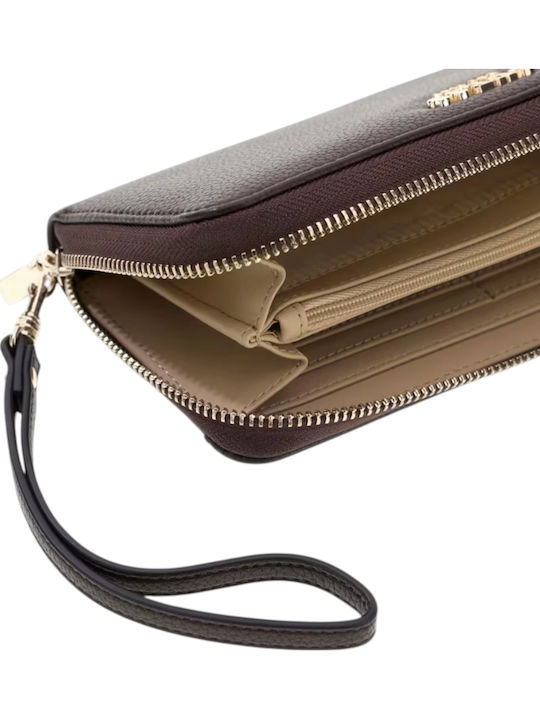 Große Stoff Damenbrieftasche Braun