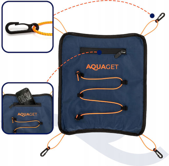 Geantă Impermeabilă Accesorii SUP Buzunar Telefon Sistem De Prindere Cu Corzi Elastice 28x30 Cm Albastru Marin