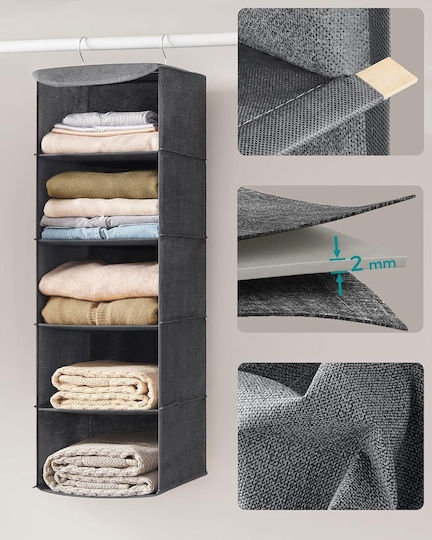 Songmics Organizator Textil Suspendat Pentru Haine, Gri, 30x30x90cm 2 Buc