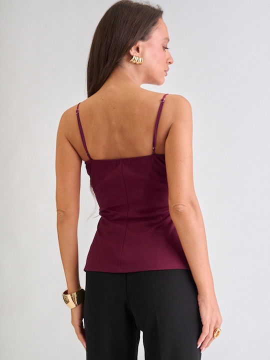 Damen Bluse mit Spaghetti-Träger Burgundisch