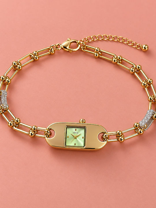 Ieke Damenuhr Batterie mit Gold Metallischem Armband