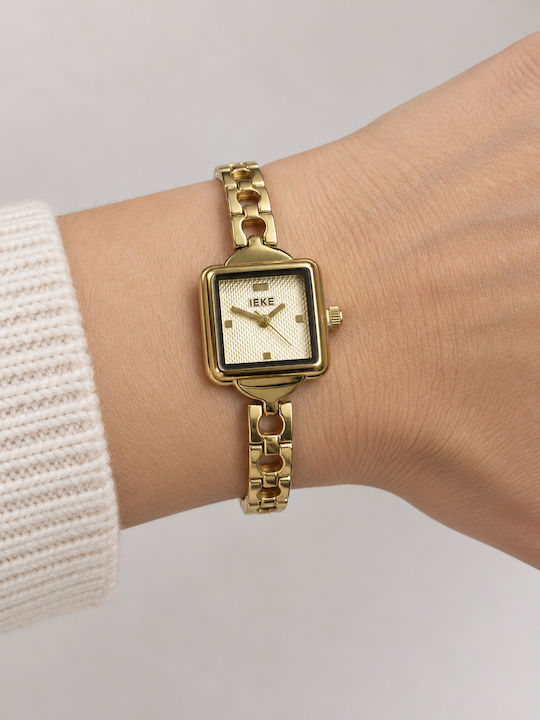 Ieke Damenuhr Batterie mit Metallarmband Gold/Schaumwein Ieke Damenuhr Batterie mit Metallarmband Gold/Schaumwein