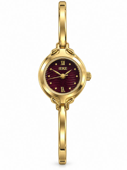 Ieke Damenuhr Batterie mit Gold Metallisch Armband Ieke Damenuhr Batterie mit Gold Metallisch Armband