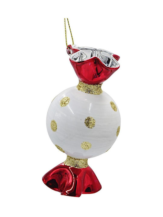 Hanging Glass Christmas Tree Ornament 10cm with Glitter Various Designs