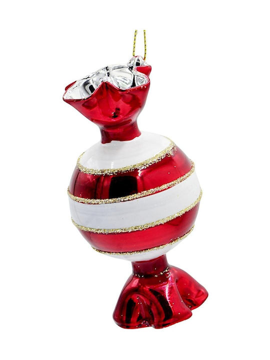 Hanging Glass Christmas Tree Ornament 10cm with Glitter Various Designs