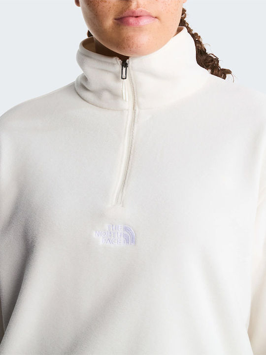 Glacier Winter Damen Fleece Bluse mit Reißverschluss Weiß