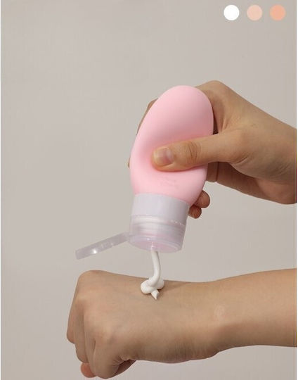 Recipient portabil elegant din silicon pentru călătorie Flippy potrivit pentru loțiune șampon alte lichide etanș reîncărcabil capacitate 90 ml 14 cm roz
