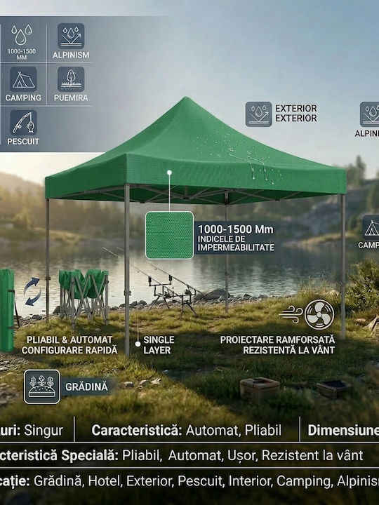 Zusammenklappbares Gazebo Garten Grün 3x3m