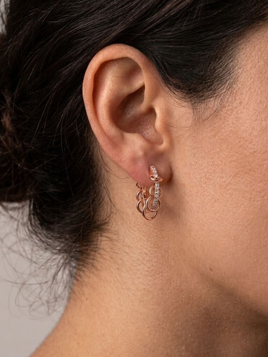 Gold Plated Silver Hoop Earrings Rose Gold 925° Code Fcm002903