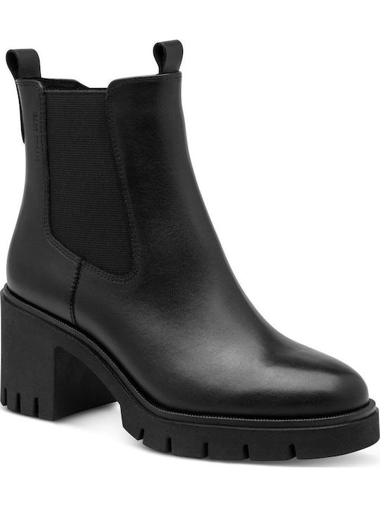 Leder Damen Stiefeletten Schwarz